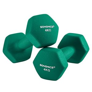 Håndvægt Sæt - 2 x 4 kg, grønne håndvægte med neoprenbelægning til træning derhjemme eller i fitnesscentret