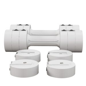 2 X 2,5 kg håndvægte med justerbar vægt, plastikhus, hvid